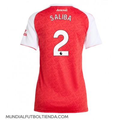 Camiseta Arsenal William Saliba #2 Primera Equipación Replica 2025-26 para mujer mangas cortas Camiseta Arsenal William Saliba #2 Primera Equipación Replica 2025-26 para mujer mangas cortas